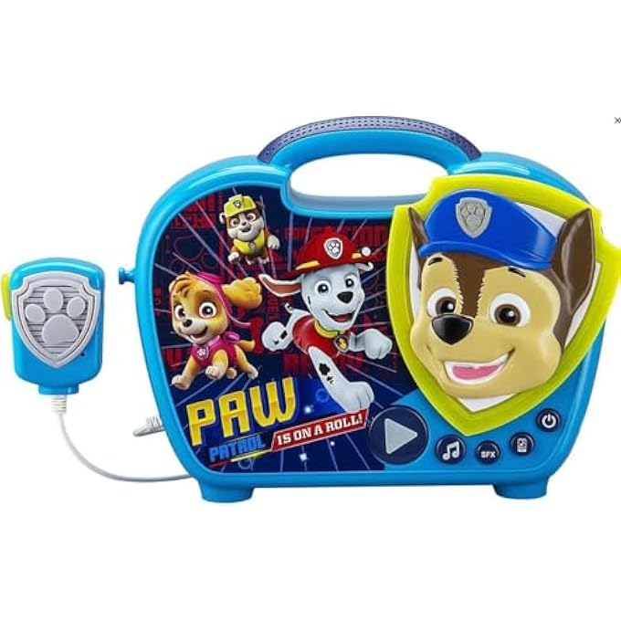 rayihni PW-115 PAW PATROL SING ALONG BOOMBOX WITH MICROPHONE, BUILT IN MUSIC, FLASHING LIGHTS, REAL WORKING MIC FOR KIDS KARAOKE MACHINE, CONNECTS MP3 PLAYER AUX IN AUDIO DEVICE, BLUE - Image 1